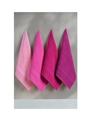 Nacario 4'lü Havlu Seti | El, Yüz Saç Havlusu | 50X90 cm -%100 Pamuk Havlu - Havlu Takımı (Pembe)