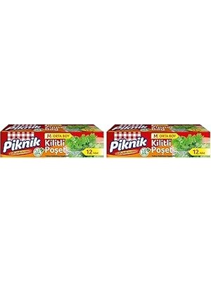 Nacario Piknik Orta Boy Kilitli Buzdolabı Poşeti 12LI 2li Paket