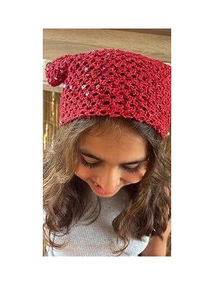 Nacario Kirmizi Örgü Bandana | Doğal Ip