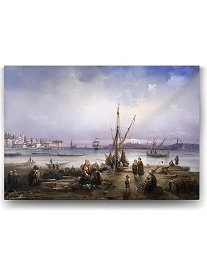 Nacario Osmanlıda Iskele Kıyısı Tablosu - 45X30CM