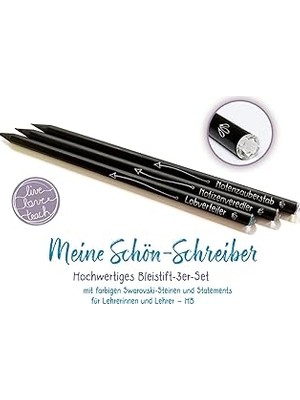 Nacario Meine Schön-Schreiber - "live - Love - Teach": Hochwertiges Bleistift-3er-Set, Mit Farbigen Swarovs
