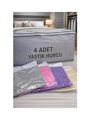 Nacario 4 Adet Hurç Çekyat Baza Altı Hurcu 62X37X24 cm Yastık Yorgan Kıyafet Düzenleme Eşya Taşıma