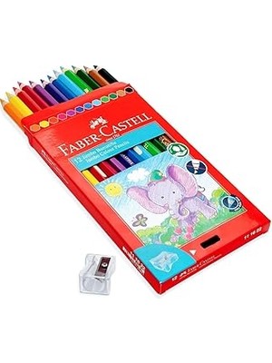 Nacario Faber-Castell Boya Kalemi, 12 Renk, Kalın Gövde Uç, Kırılmaya Dirençli Özel Yapıştırma Sis