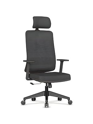 Nacario Sempre Greta Ergonomik Fileli Çalışma Koltuğu | Siyah Ofis Sandalyesi | Ayarlanabilir Başlık, Bel D