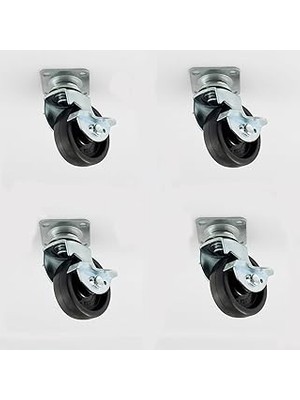 Nacario 4’lü Set 50 mm Tablalı Dönerli Frenli Mobilya Teker Siyah Metal Gövde Yük Taşıma Kapasiteli