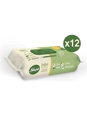 Nacario Sleepy Islak Havlu Mendil Doğal Organik Pamuklu 50 Yaprak Plastik Kapaklı 12X50 600 Yaprak
