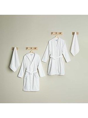 Nacario Linens Elvia Pamuk S/m -M/l 4'lü Bornoz Seti Beyaz