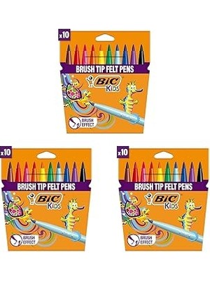 Nacario Bic Kids Visaquarelle Fırça Uçlu Boya Kalemi 10 Renk, Fırça Başlı Esnek Yumuşak Uç, Yıkanabilir
