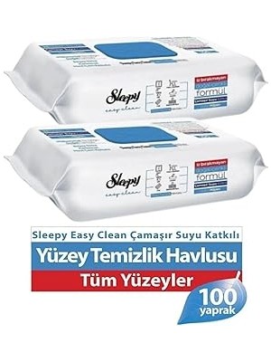 Nacario Sleepy Easy Clean Yüzey Temizlik Havlusu 2 * 100'LÜ Çamaşır Suyu Katkılı