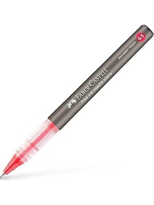 Nacario Faber-Castell Free Ink Roller Kalem 0.5, Kırmızı, Silinmez Kalıcı Mürekkep, Iğne Uçlu, Akıcı Yazım,