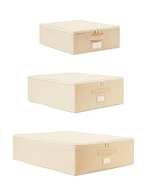 Nacario Textile 3'lü Bej Balıksırtı Destekli Hurç Set 31 x 38 x 12 + 45 x 55 x + 55 x 70 x