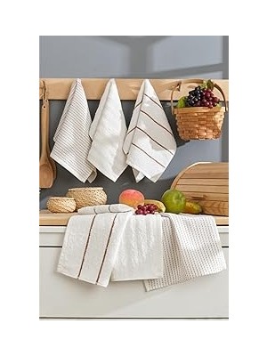 Nacario Formeya Sophia 6'lı 30X50 cm Mutfak Havlusu Seti (Krem)