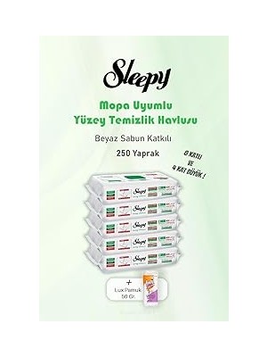Nacario Sleepy 250 Yaprak Beyaz Sabunlu Yer Temizlik Havlusu Pamuk