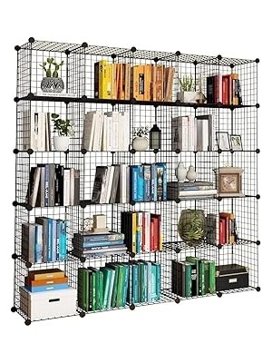 Nacario 25 Bölmeli Metal Portatif Kitaplık Raf Dolap Organizer