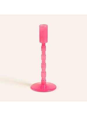 Nacario Aravalı Pembe Borosilikat Cam Şamdan 8X8X22 cm