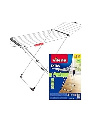Nacario Vileda Extra 20 Metre Kurutma Alanına Sahip, Tekerli Kanatlı Çamaşır Kurutmalığı