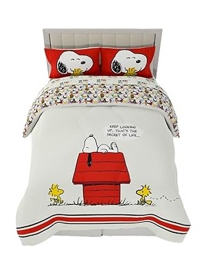 Nacario Franco Peanuts Pals Süper Yumuşak Yorgan Çarşaf Seti, 5 Parça Queen Boy, (Resmi