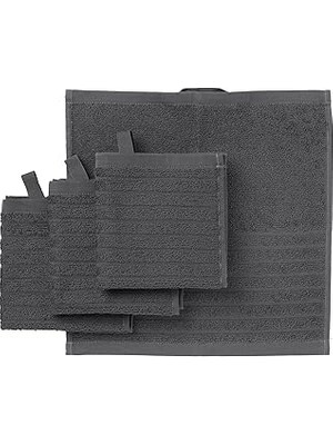 Nacario 4 Adet El Havlusu, Koyu Gri Renk 30X30 cm Pamuk,4 Li El-Kurulama Havlu