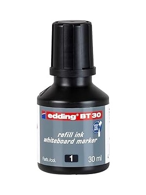 Nacario Edding Bt 30 Beyaz Yazı Tahtası Kalemi Yedek Mürekkebi - Siyah - 30ML