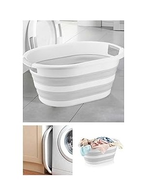 Nacario Pazar Kapısı Katlanabilir Silikon Akordiyon Çamaşır Sepeti Sele 27 L (27 Litre)