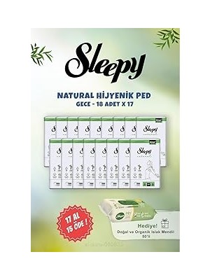 Nacario Sleepy Gece Hassas Hijyenik Ped 17 Al 15 Öde Li 50 Li Doğal Islak Mendil