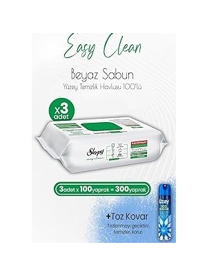 Nacario Sleepy Easy Clean Yüzey Temizlik Havlusu 100' Lü x 3 Adet Toz Kovar