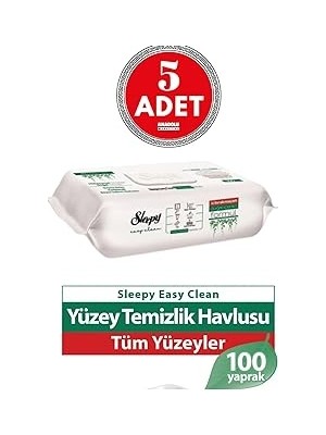 Nacario Sleepy Easy Clean Yüzey Temizlik Havlusu 100' Lü x 5 Adet