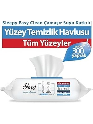 Nacario Sleepy Easy Clean Çamaşır Suyu Katkılı Yüzey Temizlik Havlusu 3X100 (300 Yaprak)