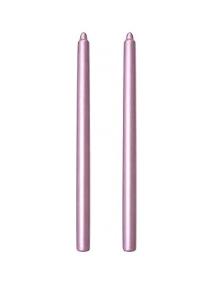 Nacario 2’li Metalik Pembe Şamdan Mum Seti 25 cm – Dekoratif Ince Şamdan Mum, Kokusuz Parafin WAX,%100 Pamu