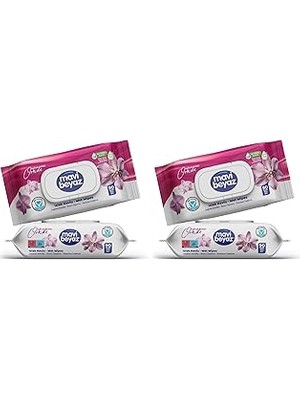 Nacario Beyaz Islak Havlu Çiçek Seri Orkide 90 Lı (2 Paketi)