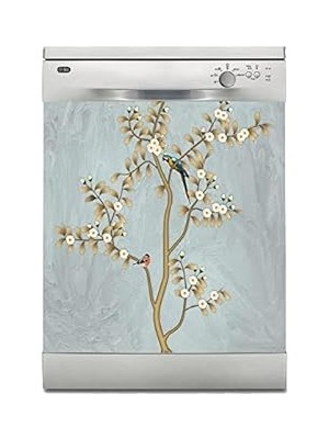 Nacario Bulaşık Makinesi Sticker Kaplama Beyaz Eşya Kaplama Kuş Ağaç