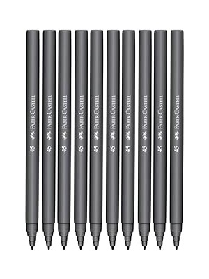 Nacario Faber-Castell Iğne Uçlu Keçeli Kalem Seti, 10’lu, Siyah Renk, Havalandırmalı Kapak, Kağıt Karton