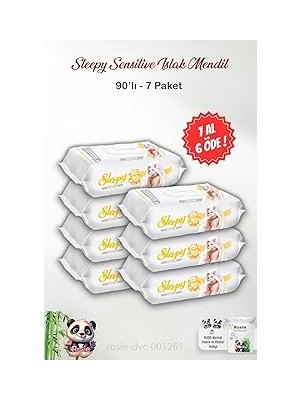Nacario 7 Al 6 Öde Sleepy Sensitive Islak Mendil 90'lı Rosie Bebek Pamuğu