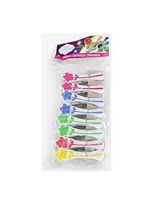Nacario Silikon Çamaşır Mandalı, Çiçek Desenli, Renkli, 10'lu Paket