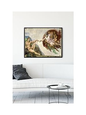 Nacario Postermanya (PSTER9731) Michelangelo - Adem'ın Yaratılışı Sanatsal Çerçeveli Tablo (50X70CM)