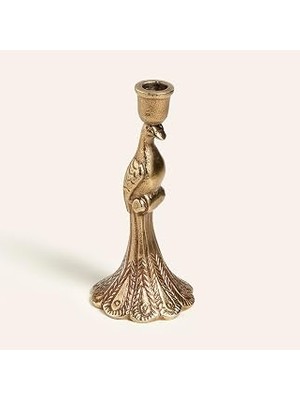 Nacario Lotus Antik Pirinç Alumınyum Şamdan 9.5X9.5X22 cm