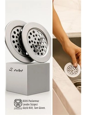 Renas Store Kilitlenebilir Metal Lavabo Evye Süzgeci 2 Adet 721234