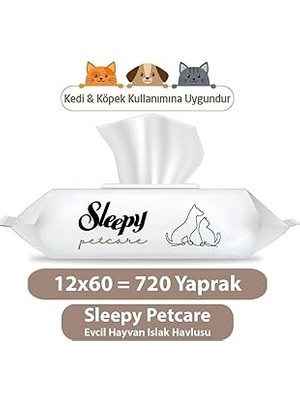Nacario Sleepy Petcare Evcil Hayvan Islak Havlusu 12X60 Yaprak