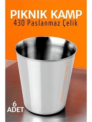Renas Store Paslanmaz Çelik Bardak Seti Kamp Piknik Bardağı 6 Adet  721504