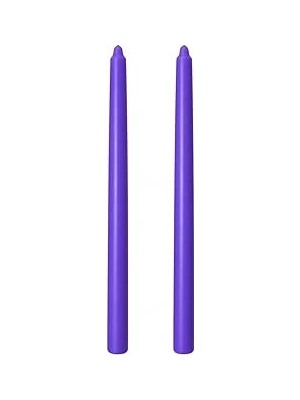 Nacario 2’li Mor Şamdan Mum Seti 25 cm – Dekoratif Ince Şamdan Mum, Kokusuz Parafin WAX,%100 Pamuk Fitil, E