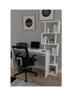 Nacario Moonlife Pratik Kitaplıklı Çalışma Masası Beyaz 120X50
