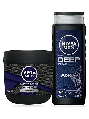 Nacario Men Erkek Damat Çeyiz Seti Deep Dimension Duş Jeli 500ML Nemlendirici El Vücut Bakım Kremi