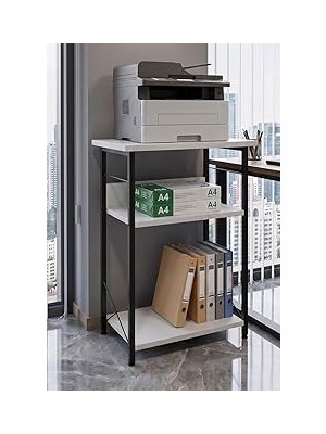 Nacario Yazıcı Sehpası 3 Katlı Çok Amaçlı Raf Metal Ayaklı Printer Stand Ofis Ev Düzenleyici Beyaz