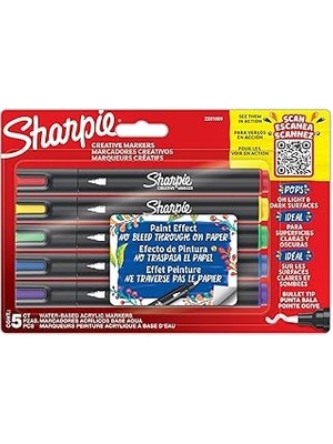 Nacario Sharpie Creative Marker Akrilik Boya Kalemleri | Yuvarlak Uçlu Su Bazlı Boya Kalemi | Mürekkep Kağı