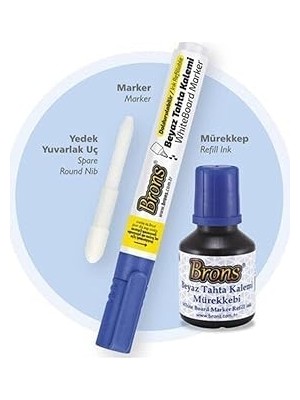 Nacario Brons Board Marker Set (Kalem + Mürekkep + Yedek Uç) [BR-9551]