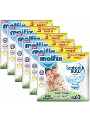Nacario Molfix Izotonik Sulu Temizlik Islak Mendil 3X60'LFERAH I x 6 Adet
