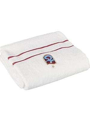 Nacario Taç Trabzonspor Arma BASKILI%100 Pamuk Banyo Havlusu, Beyaz, 90X150 cm