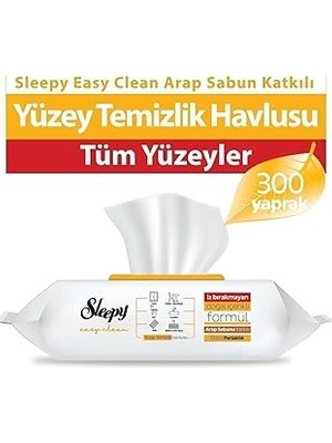 Nacario Sleepy Easy Clean Arap Sabunu Katkılı Yüzey Temizlik Havlusu 100' Lü x 3 Adet