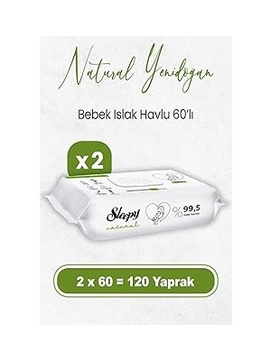 Nacario Sleepy Yenidoğan Islak Bebek Havlusu 60 x 2 Adet (120 Yaprak)
