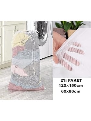 Nacario Aksu Çamaşir Yikama Fi̇lesi̇ 2'li̇ Firsat Paketi̇ 60X80CM 120X150CM Beyaz